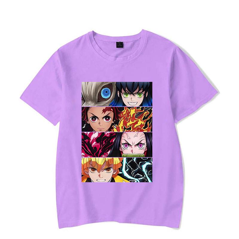Hot Anime Kamado Tanjirou Kamado Nezuko Hashibira Inosuke Agatsuma Zenitsu Printed T-shirt Women Men Tees Round Neck T-shirt