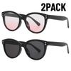 2PACK Round Frame Sunglasses Unisex UV-proof Sun Glasses Eyewear Women Outdoor Travel Goggle Eye Production Sun Shades