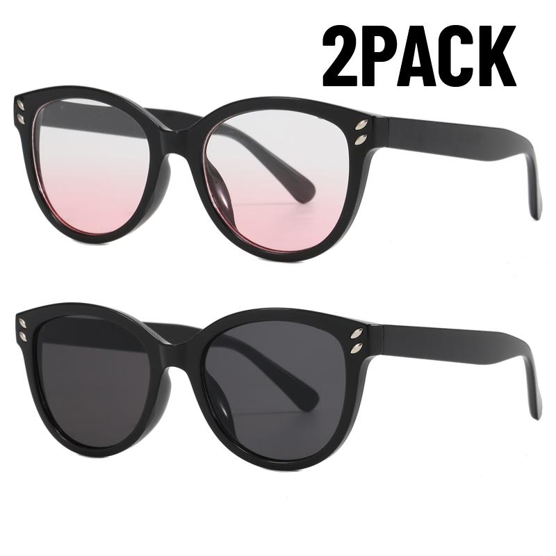 2PACK Round Frame Sunglasses Unisex UV-proof Sun Glasses Eyewear Women Outdoor Travel Goggle Eye Production Sun Shades