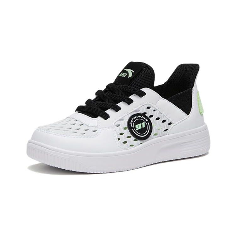 Anta Antiskid Wear Resistant Breathable Low Top Skate Shoes Kids Sneakers White Green A312329988-2