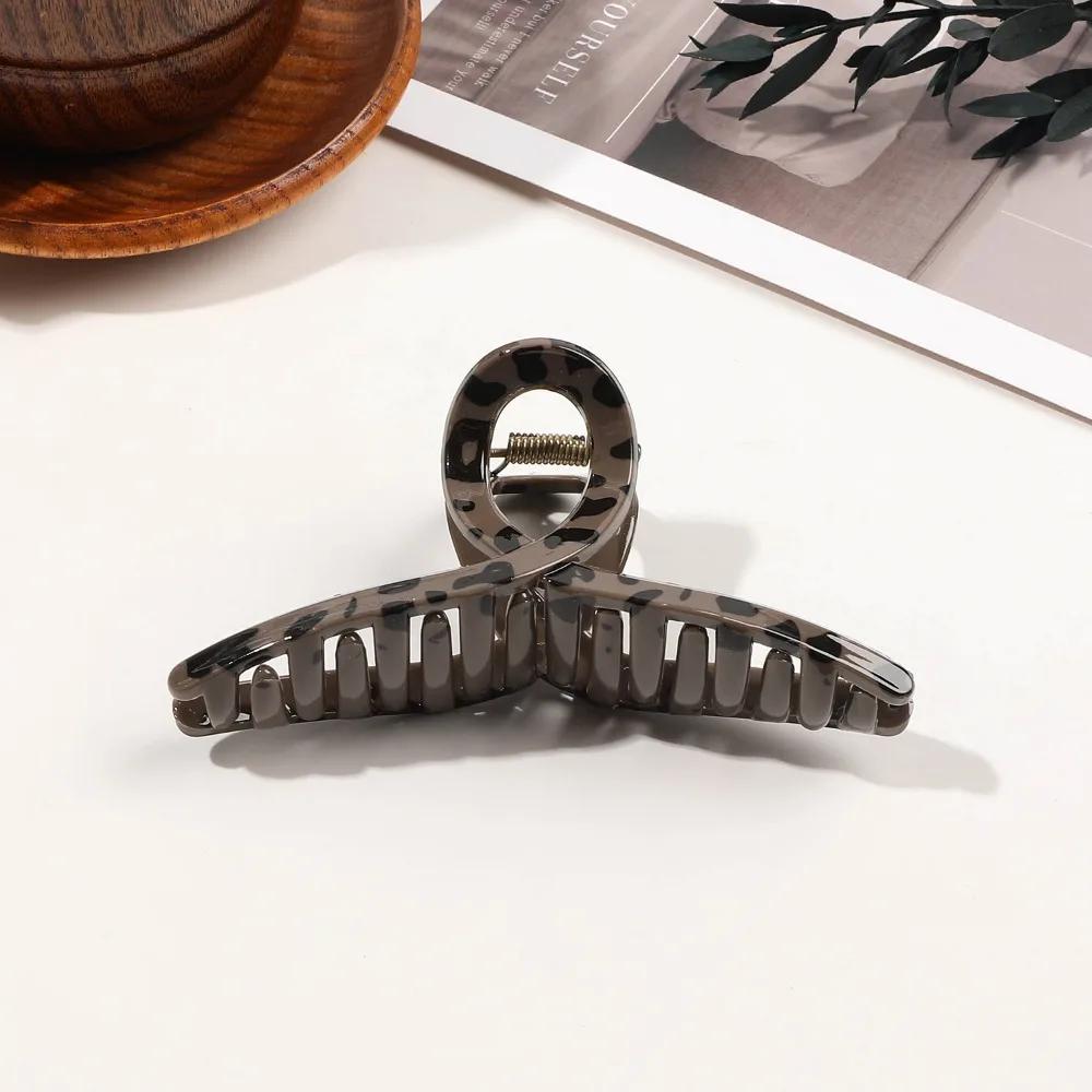 Large Small Leopard Print Hair Claw Clip for Women Thick Hair Elegant Bowknot Cross Geometric Catch Clamp Hairgrip Accessories