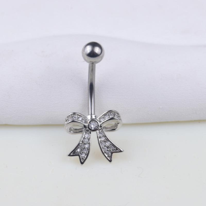 Fashion Bowknot Heart Navel Rings For Women Sexy Belly Button Nail Body Piercings Jewelry Stainless Steel Belly Button Ring Gift