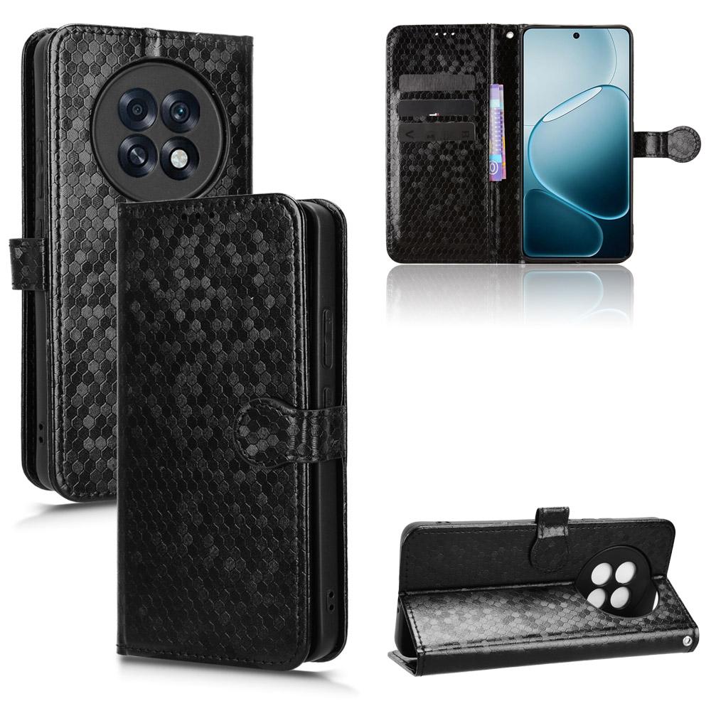 For Oppo F31 Pro+ 5G/A6 GT 5G Wallet Case Dot Pattern Imprint PU Leather Phone Cover with Wrist Strap