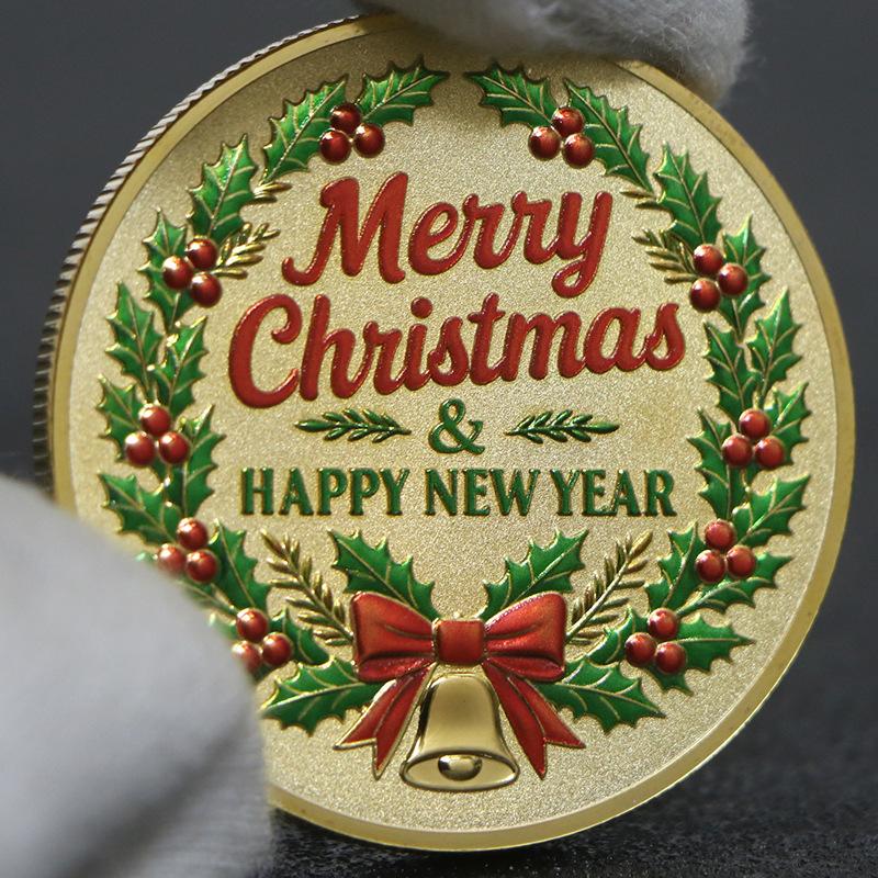 Christmas Sleigh Colored Commemorative Coins, Santa Claus Commemorative Medals, Christmas Eve, Fun Lucky Coins, Christmas Gift, Stocking Stuffers