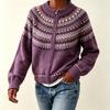 Faroese-Inspired Cable Knit Zip-Up Sweater Womens Oversized Round Neck Cardigan Winter