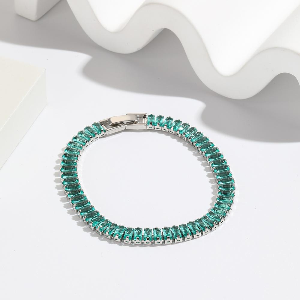 Sparkling Lake Blue Cubic Zirconia Crystal Tennis CZ Bracelets For Women Wedding Jewelry Men s Hip Hop Bangle Gift