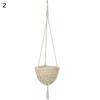 Straw Woven Basket Portable Suspended Wall Hanging Flower Plant Suspension Basket for Balcony
