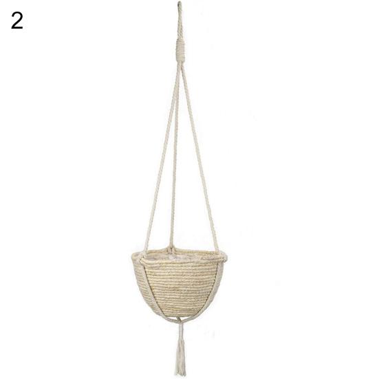 Straw Woven Basket Portable Suspended Wall Hanging Flower Plant Suspension Basket for Balcony