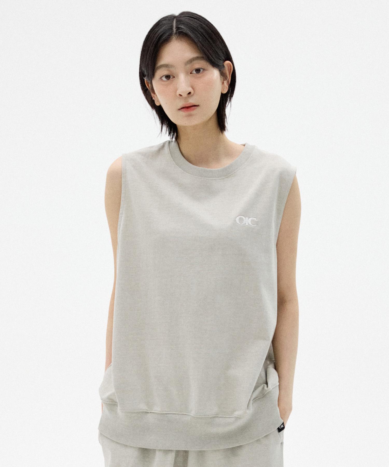 Oioi Collection Pigment Boucle Embroidery Sleeveless [Light Khaki] Light Khaki/S