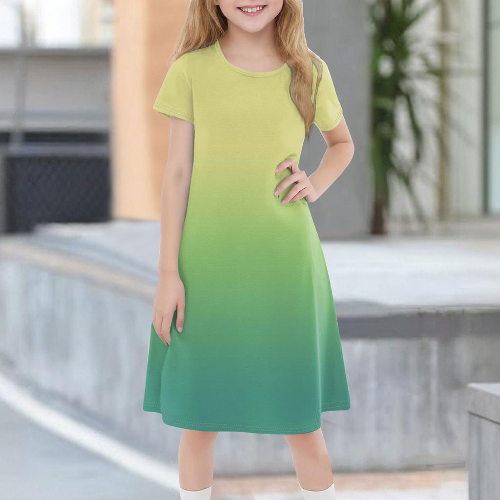 Children's Summer Short-sleeved Casual Fashion Round Neck Dress