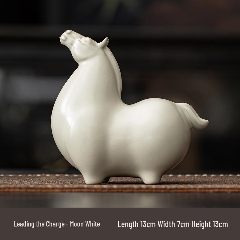 Elegant Creative Ru Ware Ceramic Horse Tea Pet – Tang Dynasty-Inspired Home Ornament and Souvenir Gift.
