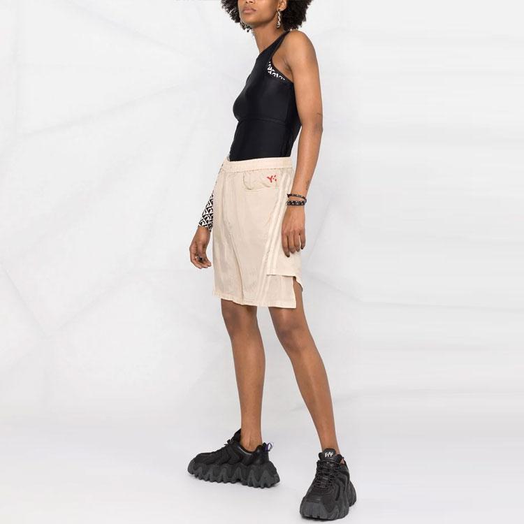 Y-3 FW21 Logo Tre Stripe Patchwork Shorts Dame Shorts Khaki GT5303