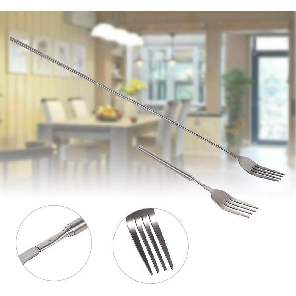 Extendable Fork,8.7 to 25.4 Inch Expandable fork prank,Expandable Telescopic BBQ Fork, Stainless Steel, Extendable Handle,Long Dinner Fruit Dessert