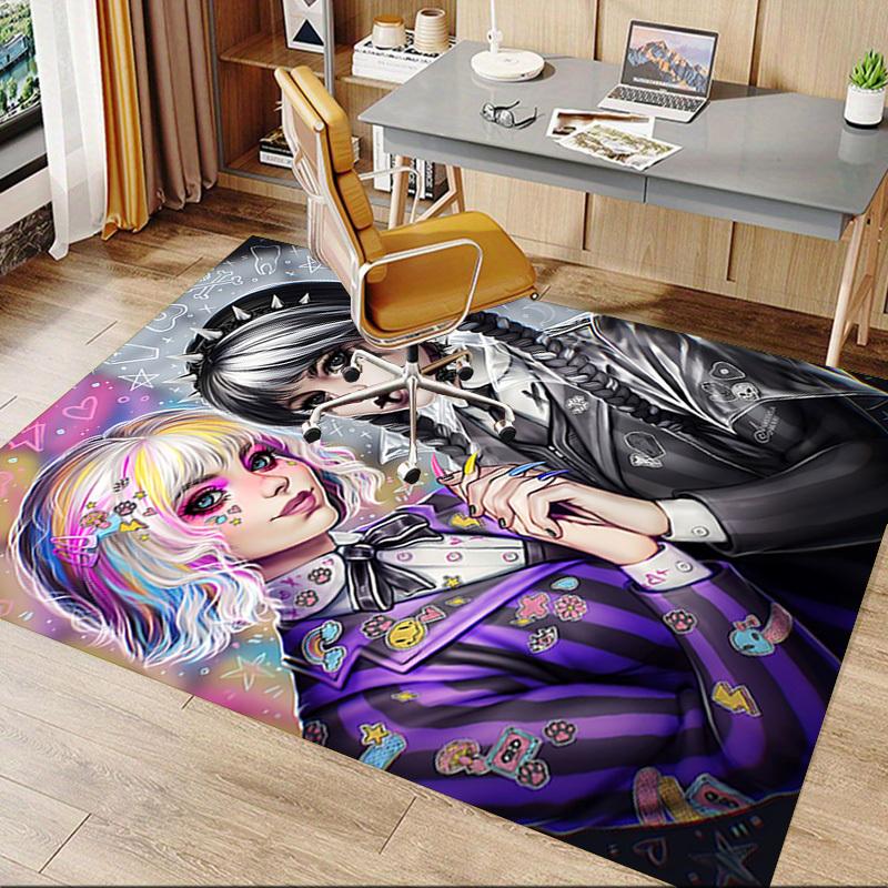 1PC Gothic Punk Extra Large Non Slip Floor carpet, Office, family, bedroom Large Area Rug Indoor Rugs, Vibrant Colors