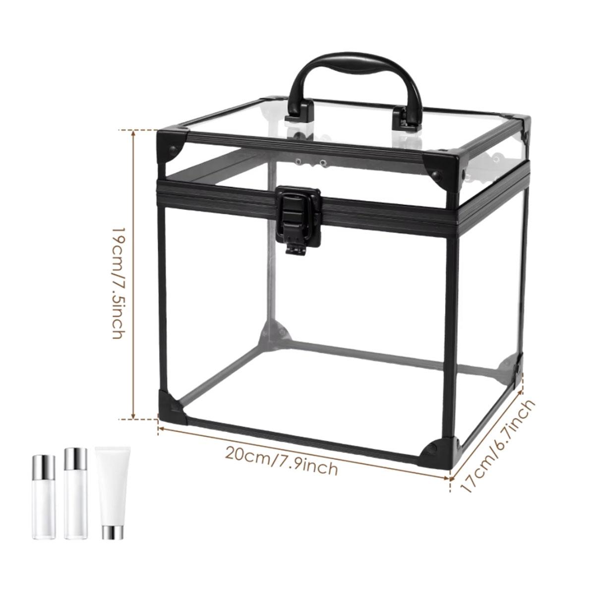 

Toiletry Train Case Travel Makeup Tools Storage Organizer Crown Box Clear Cosmetic Case with Latches Handle Acrylic Display Case чёрный