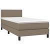 Sommier à lattes avec matelas - Taupe - 90x190 cm - Tête de lit réglable - Tissu durable