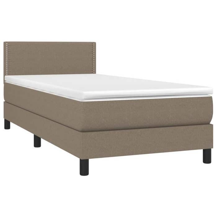 Sommier à lattes avec matelas - Taupe - 90x190 cm - Tête de lit réglable - Tissu durable