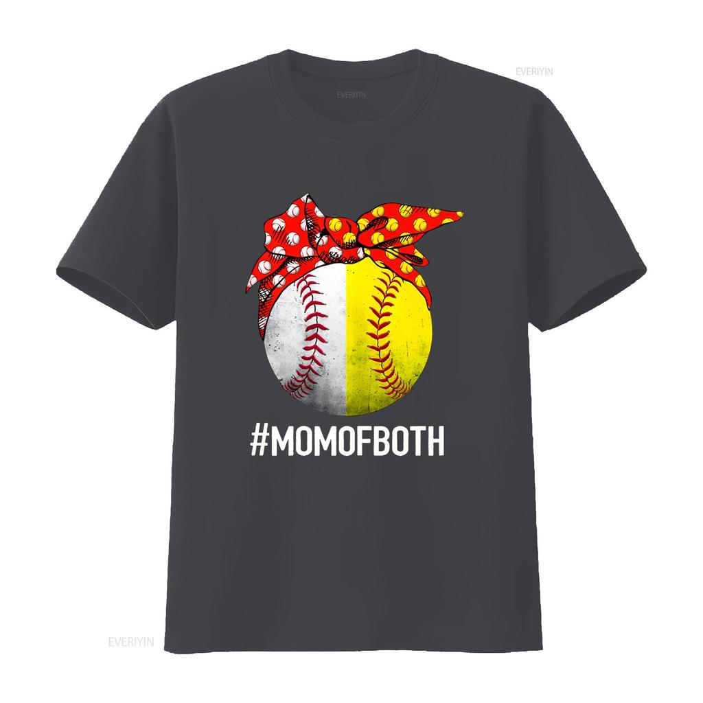 Mom Of Both T Shirt For Women Baseball Softball Vintage Washed Streetwear Slightly Unisex Breathable Homme Graphic Fashion