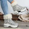 Leopard Women Platform Fur Ankle Boots Snow High Heel Sport Shoes Chelsea Winter 2025 Trend Plush Warm Casual Sneaker Bota Mujer