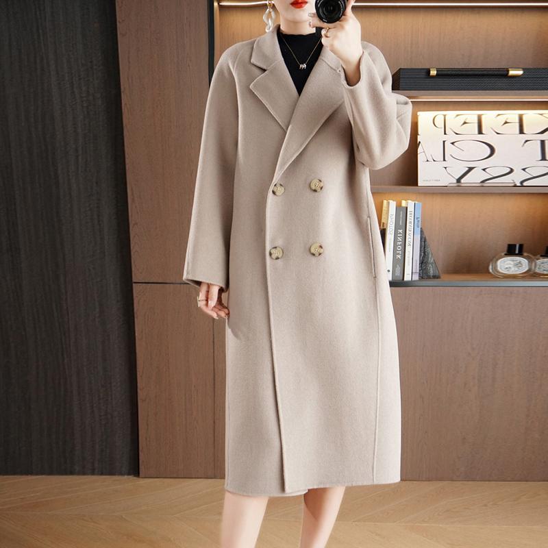 

Женское пальто из 100% шерсти, СОВРЕМЕННОЕ НОВОЕ Осеннее шерстяное длинное пальто SAGA, полупальто ручной работы, зимняя теплая шерстяная длинная куртка, пальто S бежевый