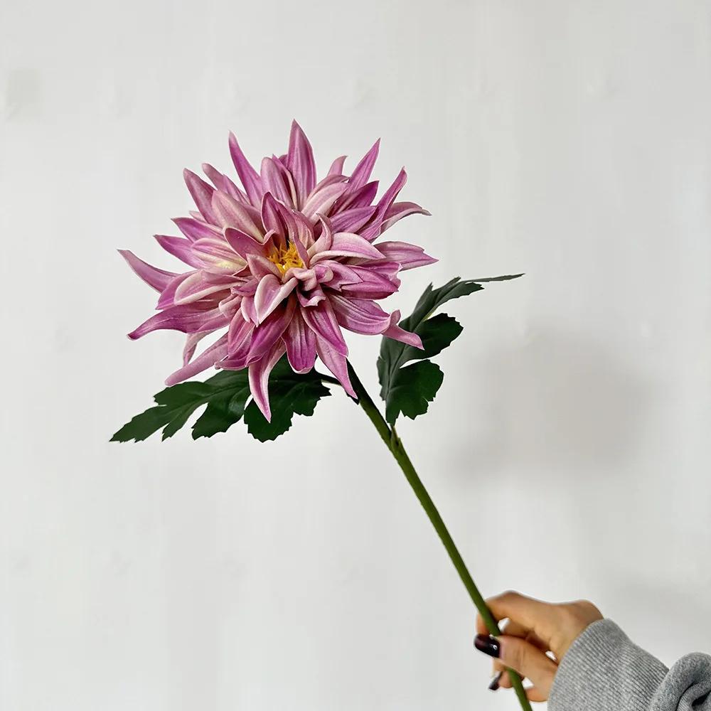 5Pcs/lot Artificial PU Dahlia Flowers Wedding Decoration Fake Flowers Arrangement Home Accessories Party Table Floral Dahlias
