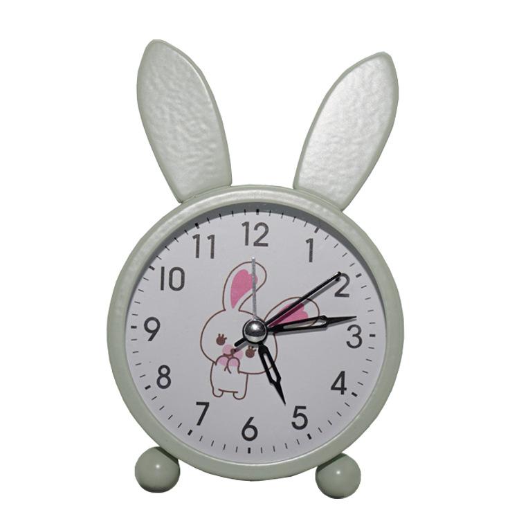 

Мультяшный кролик будильник студент ребенок тихие не тикающие часы со светом зелёный