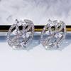 Creative Retro Versatile Tree Leaf Stud Earrings Plated With Platinum Zircon Ring Necklace Women'S Jewelry Three-Piece Set