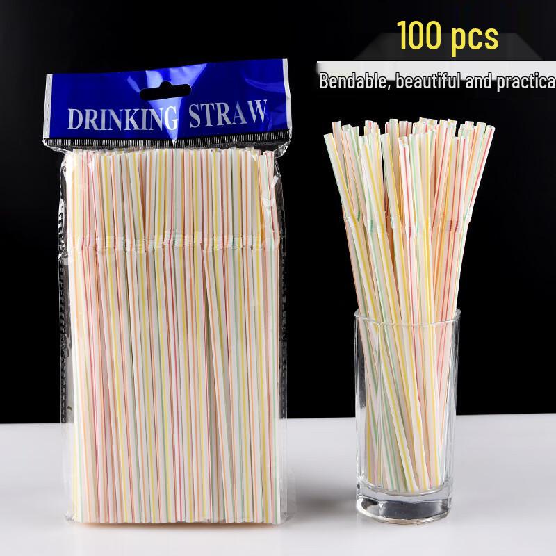 Colorful Bent Disposable Plastic Straws