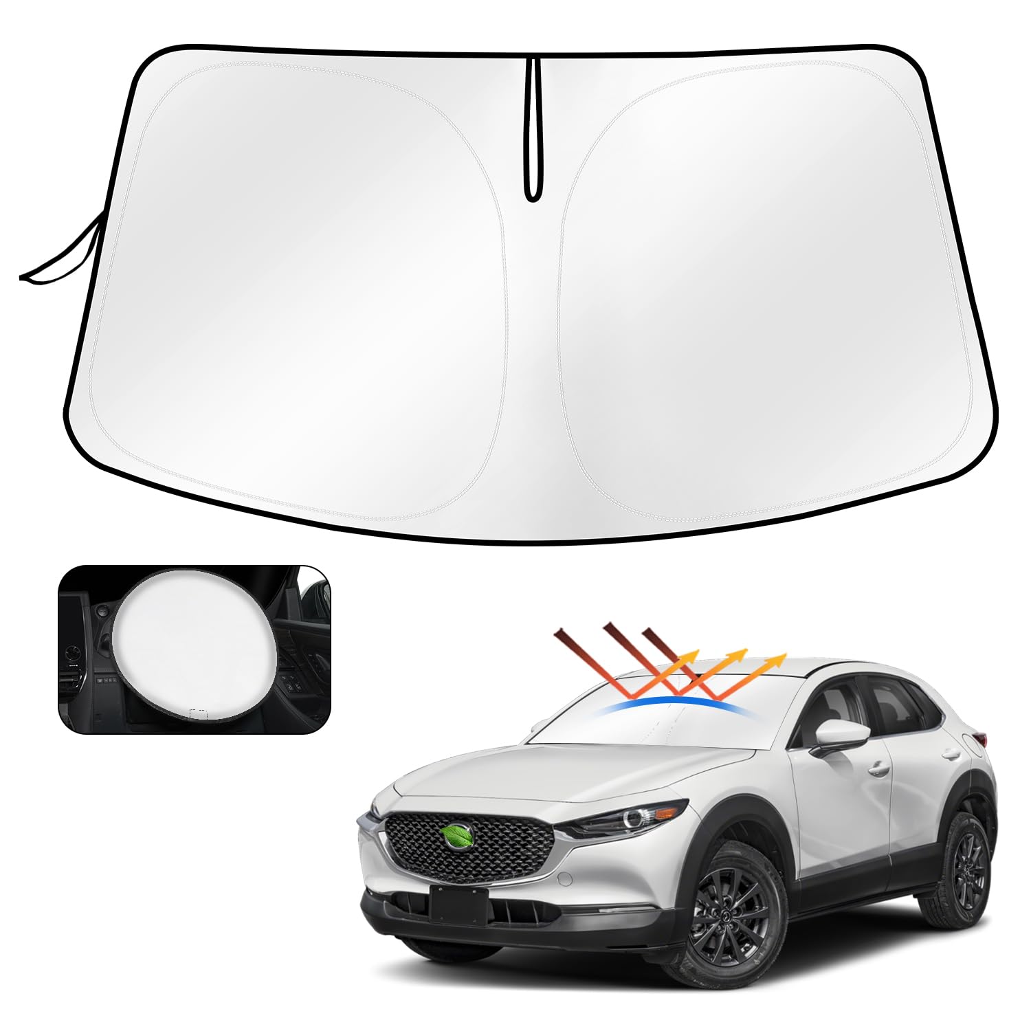 

Upgraded Light Blocking and Heat Cartist Front Sunshade for Mazda DM Series Compatible with models from October 2019 to Light UV custom interior easy