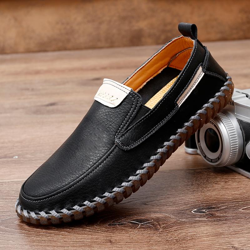 Large Size 45 46 47 Handmade Leather Casual Shoes for Men Loafers Man Moccasins Mens Driving Shoe Slip On Flats Male Rubber Sole