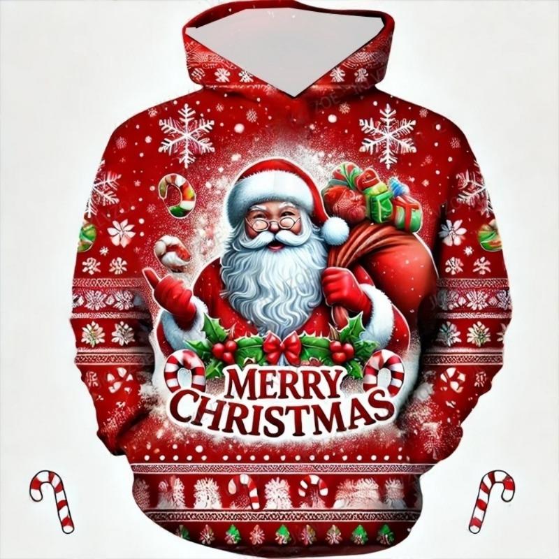 Felpa per Bambini Natale Babbo Natale Stampa 3D Felpa Unisex Moda Comoda Abbigliamento Bambini Festività Abbigliamento per Bambini