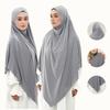 Large Soild Muslim Ethnic Instant Hijab For Women Stretchy Jersey Hijab Islamic Malaysia Ready To Wear Turban Khimar Headwraps