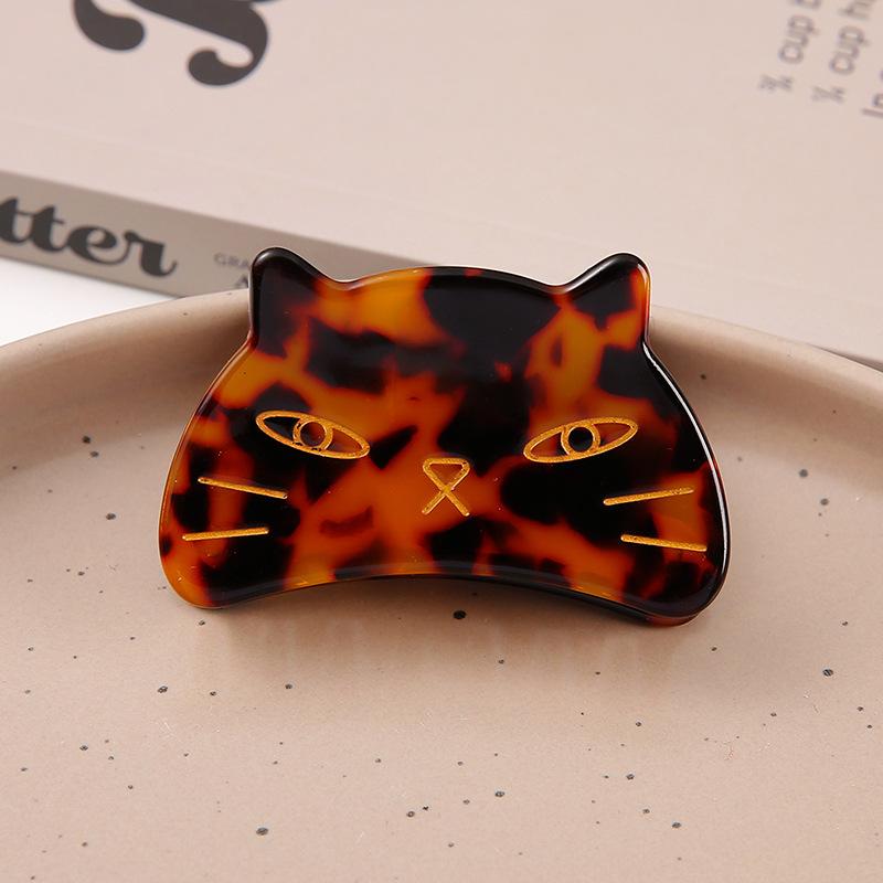 1Pcs Cute Sweet Hair Scratch Elegant Acetate Cat Grab Clip Metal Tooth Hairpin Ladies Back Of The Head Disc Hair Gripper