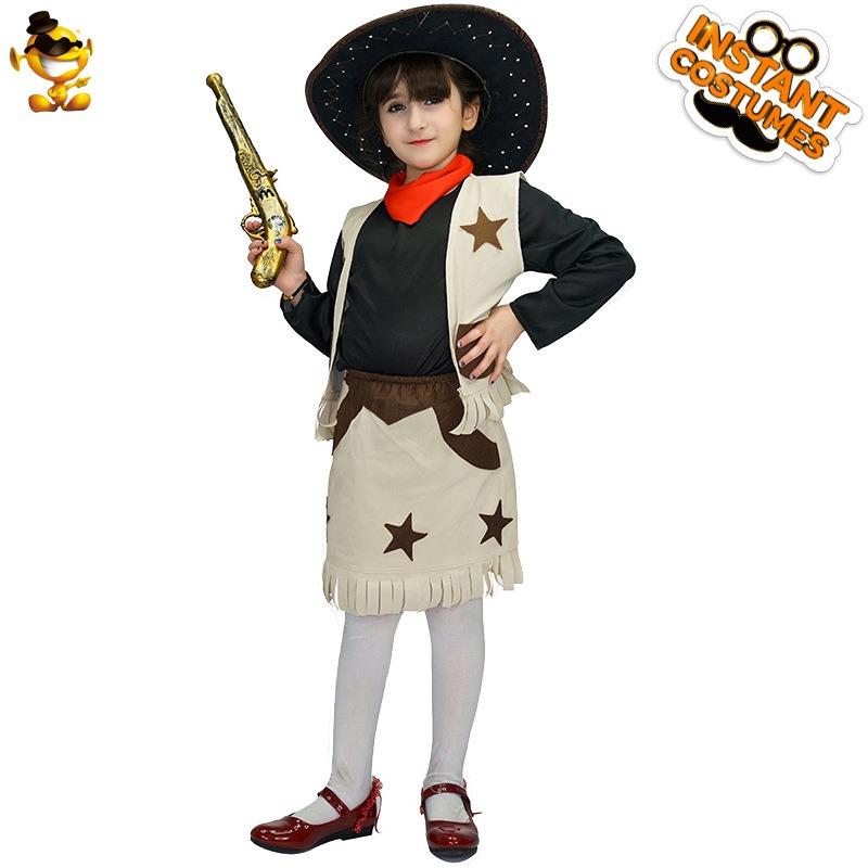 Bühnenkleid Maskenballkleid Halloween Cosplay Kostüm Kleines Mädchen Cowboy