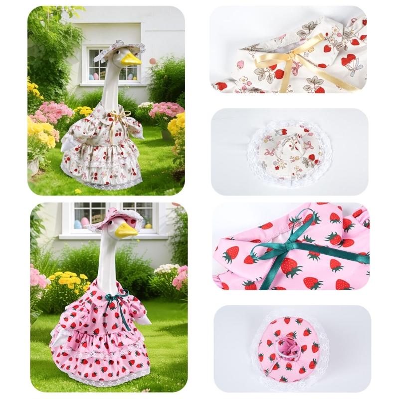 Lovely Porch Geese Outfit Cheerful Easter Themed Geese Dress Decoration For Family Gatherings Seasonal Displays
