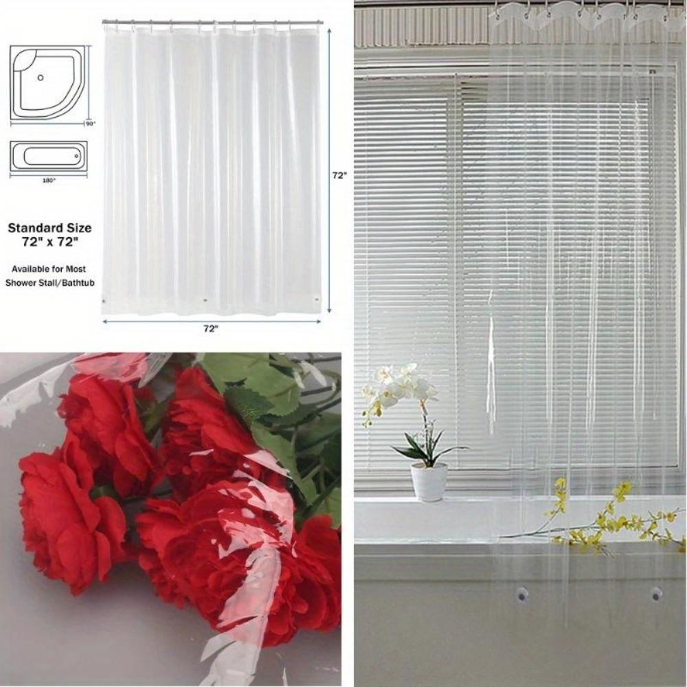 Shower Curtain Waterproof Plastic Clear Bath Curtains Bathroom Curtains Home Decoration with Hooks