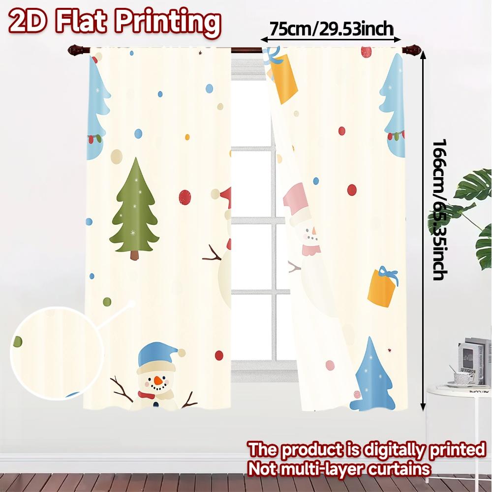 2pcs,Curtains Cute Snowman Christmas Tree_b Modern Curtains Digital Printed Versatile Polyester Curtains Thermal Insulation, and