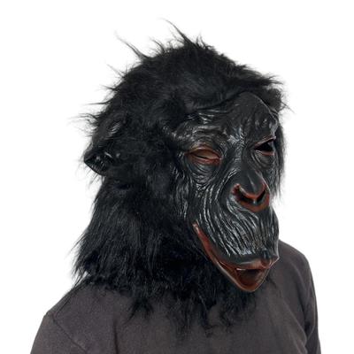 Red Mouth and Black Hair Monkey Latex Mask, Adult