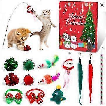 Advent Calendar Cat Christmas Advent Calendar 2025 Cat Christmas Gift Toy Cats Interactive Fishing Rod Feather Toys Mouse Plush Balls Necklaces