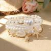 Summer Beach Bracelet for Women Faux Pearl Seashell Starfish Boho Layered Beaded Bracelets Handmade Stretch Bracelet