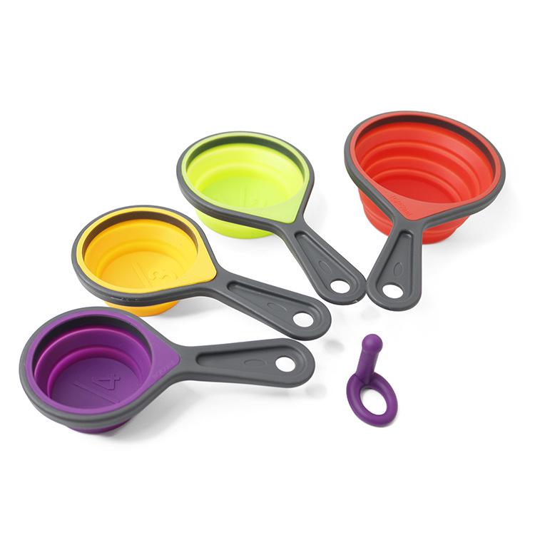 8-Piece Silicone Collapsible Measuring Cups & 4-Piece Measuring Spoons Set - In Stock