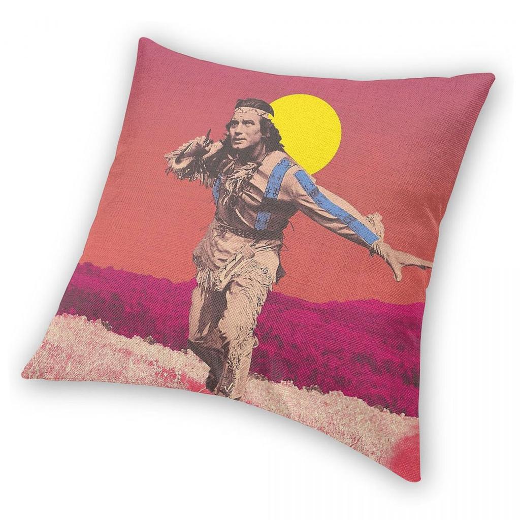 Winnetou Apacz Złoto Karl May Poszewka na poduszkę kwadratowa Poliester Len Aksamit Drukowana Zapinana na zamek Dekoracyjna Poszewka na poduszkę Domowa Poszewka na poduszkę 18"