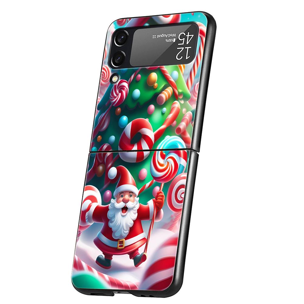 

Christmas Christmas Tree Hard PC Phone Case For Samsung Galaxy Z Flip 7 6 5 4 Black Cover For Galaxy Z Flip 3 Foldable Capas Bag Z Flip 5