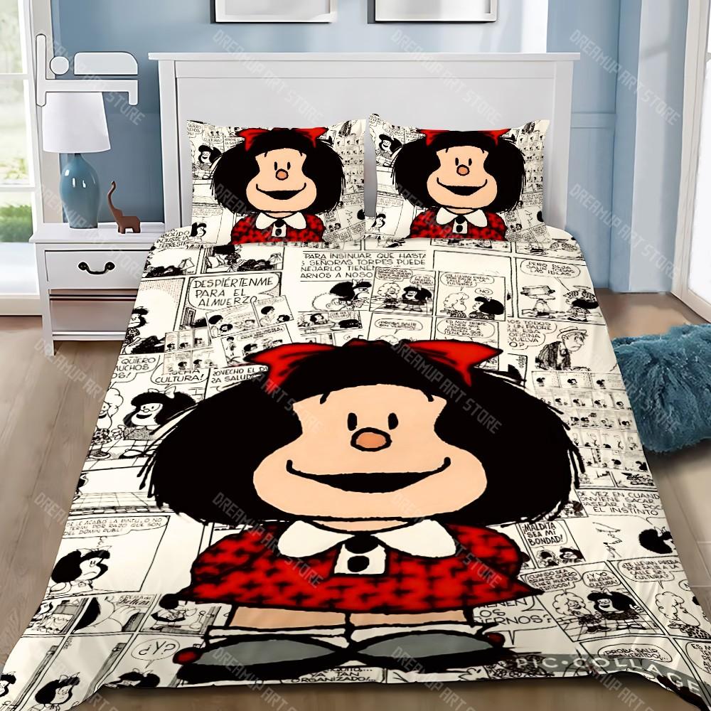 Cartoon Bettbezug Kissenbezug Bettwäscheset Erwachsener Junge M-Mafalda Mädchen Schlafzimmer Dekoration Kinder Geschenk Einzel Doppel Große Größe