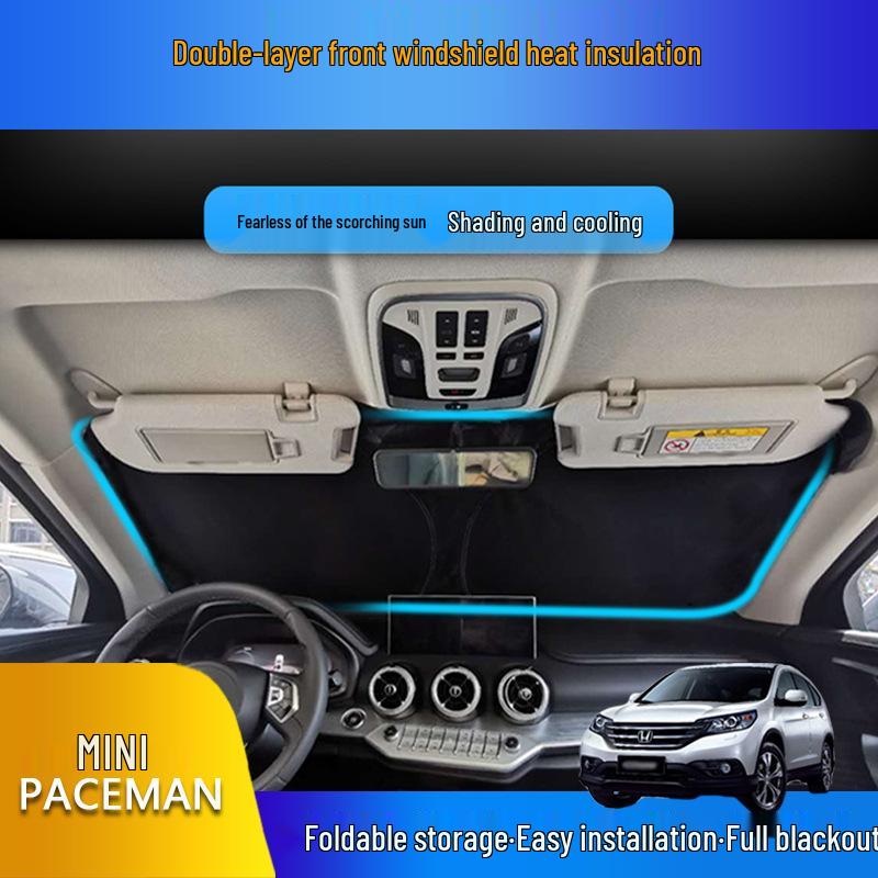 Custom Sunshade for MINI PACEMAN - Full Blackout Front Windshield Protection, Double-Layer Folding Design