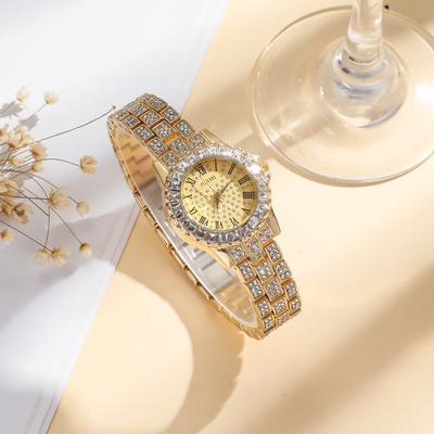 6pcs/set; Luxury Diamond-studded Bracelet and Watch Set for Women, Ideal for Festive Gifting, Without a Gift Box