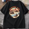Outdoor Camping Dad T‑shirt "Camping Dad" Vintage Sunset Mountain Design Casual Short Sleeve Mens Tee Fathers Day Gift