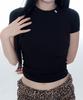 JUSTHANG Neckline Logo Tight Black Short Sleeve Tee