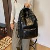 Vintage PU Backpack for Men Women Casual Daypack Travel School Bag with Multi Pockets