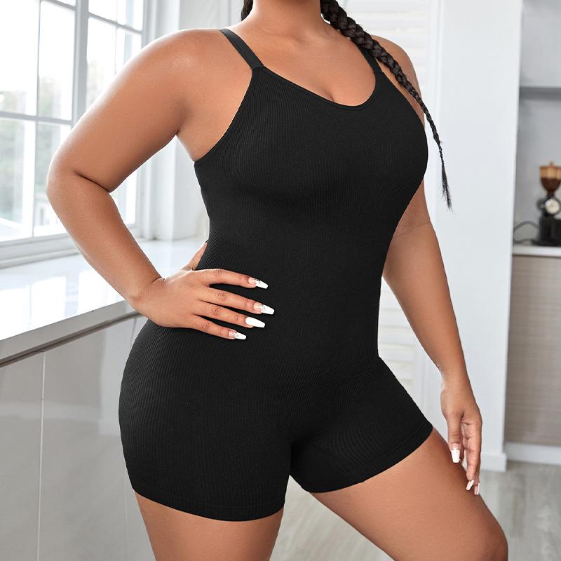 Sports Tight Fitting Abdominal Jumpsuit, Seamless Shaping, Detachable Shoulder Straps, Plus Size Sports And Fitness Jumpsuit For Women